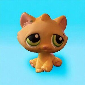 Littlest Pet Shop LPS # 273 Yellow Tabby Cat With Green Eyes